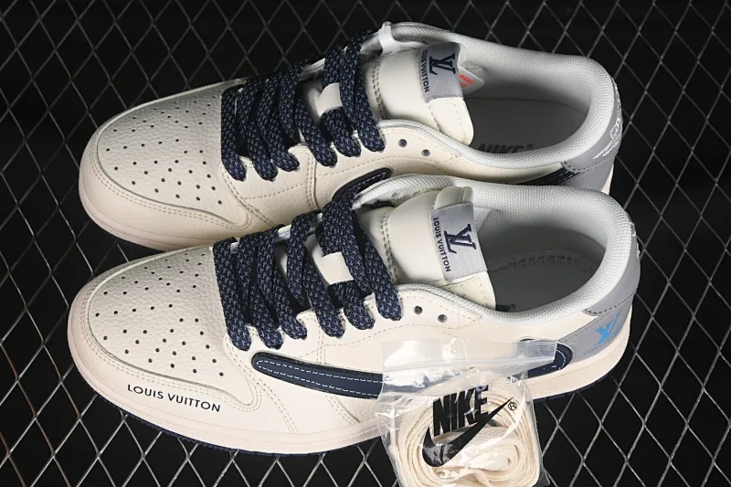 All categories Air Jordan Jordan series basketball shoes Air Jordan 1 Low High-end customized low-top sneakers Travis Scott x Fragment Design x Air Jordan 1 Low OG SP AJ1 LV joint name splash blue hook low-top cultural casual sneakers ZH2598-242